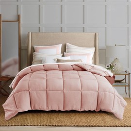 KASENTEX 4 Piece Set Down Alternative Comforter with Duvet Cover and 2 Pillow Shams, Cozy Fluffy Soft Luxury Bedding Reversible Duvet Insert, Hypoallergenic Machine Washable, Pink, King