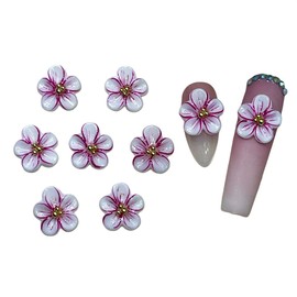 Set 10Pcs Gel 3D White Rose Flowers Nails Charms Handmade by Gel, Design For Medium & Long Nail 3D Flower For Nail Art Floral Salon Decor For Women Girls (White Rose Apricot-Large 10PCs)