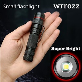 Wrrozz LED Flashlight Rechargeable 2 Pack, High Lumens Tactical Flashlights, Super Bright Small Flash Light, Mini Pocket Torch, 3 Modes Zoomable Flashlight for Outdoor, Camping, Birthday for Men Women