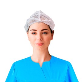 Clay Disposable Bouffant Cap Plus, with Double Spring Non-Woven Fabric, Ideal for Industrial, Beauty, Food Handling & More - 100 units, White