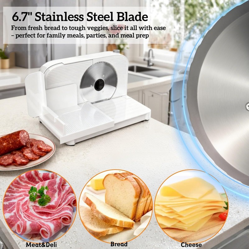 Meat Slicer for Home, 150W Foldable Deli Meat Slicer with
