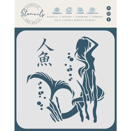 Mermaid Stencil 4.5 x 5 Inch Small Sea Sea Coast Reef Stencils for Painting Template