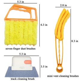 5Pcs Window Blind Cleaning Set, Washable dust Removal Cleaning Tools, air Vent Cleaning Brush, Track Cleaning Brush, dust Removal Cleaning Tools for Blinds, air conditioners, Track, and Fans