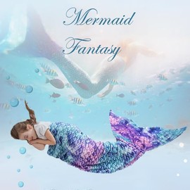 Catalonia Classy Mermaid Tail Blanket, Soft Warm Plush Fleece Sleeping Bag, Cuddly Blanket, 155 x 50 cm, Fish Scale Pattern, Starry Sky