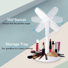 Skyera, Espejo Táctil con Luz LED, Rotación 360°, Blanco