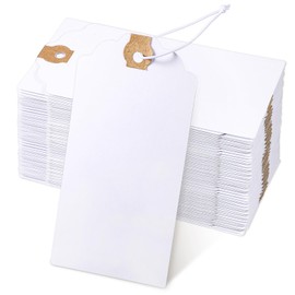 120 Pack White Gift Tags with Elastic String Hang Paper Marking Tags with String Attached Reinforced Hole Writable Inventory Tags for Christmas Gift Stocking Stuffers 4.76''×2.36''