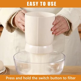 KIDENEI Electric Flour Sifter with Dough Scraper, 4 Cup Capacity Battery Operated Flour Sieve for Baking, Electric Hand-held Flour Sieve for Quick Sifting Flour