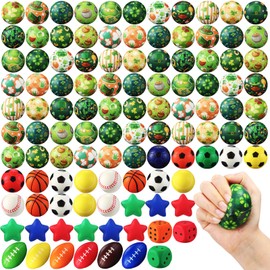 Gejoy 108 Pcs St. Patrick's Day Stress Balls Bulk Shamrock Clover Green Sport Balls Squeeze Balls Stress Relief Fidget Mini Foam Toy Basket Goodie Stuffers Gift for Irish Party Favor Kids Adults