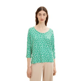 TOM TAILOR Women's Loose Fit T-Shirt with Pattern, 31117 - Green Floral Design