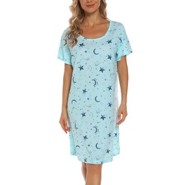 Mialucce Womens Nightwear-Short Sleeve, Nighties for Women with Pattern, Nightdresses for Women UK & Women's Nightwear