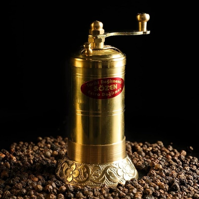 Sozen 4.3" Manual Pepper Grinder Brass – Handmade Turkish Pepper