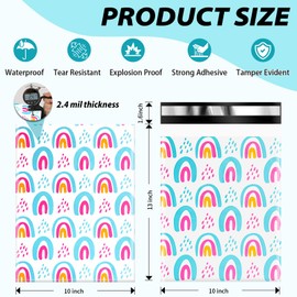 Oududianzi Poly Mailers 10x13, 100Pack Shipping Bags, Self-Seal Polymailer Mailing Bags, Mailers Poly Bags, Packaging Bags for Small Business and Clothing - Rainbow