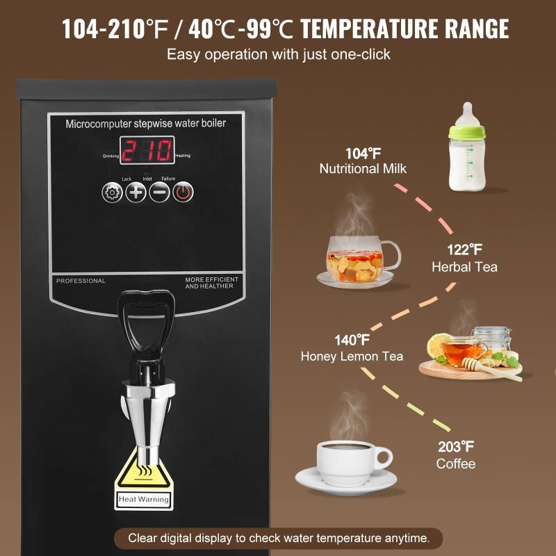 Commercial 1500W Electric Water Boiler Fast Heating 50 with 316