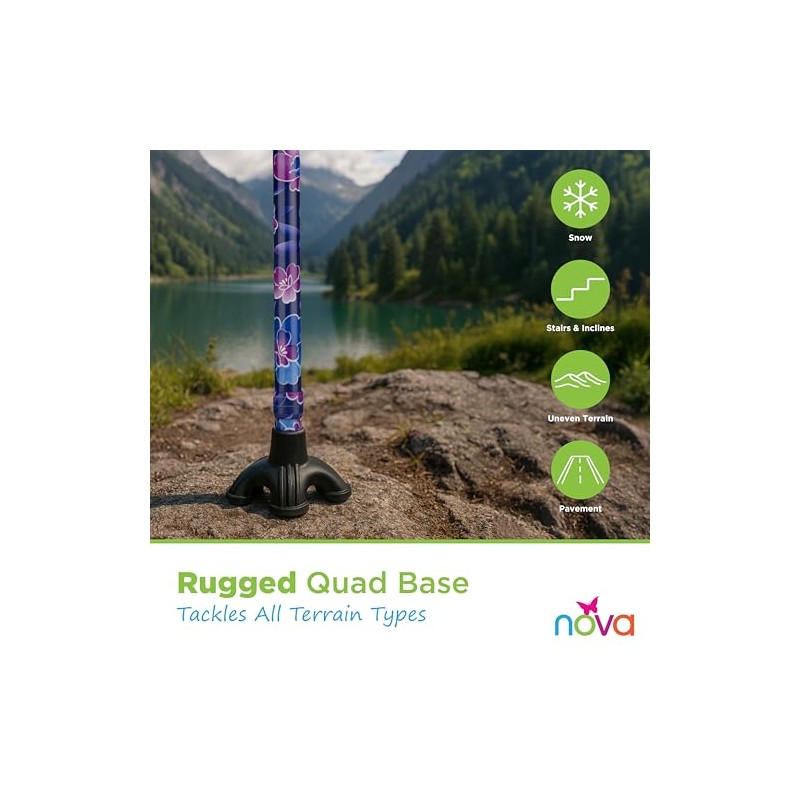 Nova Joy Designer Offset Quad Cane for Seniors - Unisex