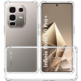 USTIYA Case for Infinix Note 50 Pro+ Pro Plus 5G Clear TPU Four Corners Military-Grade Protection Cover Transparent Soft funda