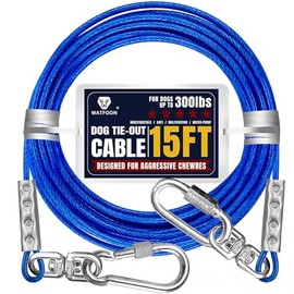 Cable de amarre para perros de hasta 300 libras, 100 pies, extra fuerte de 1000 libras, resistencia a la rotura, correa de entrenamiento, cable de entrenamiento para perros, para patio, jardín, parque, camping exterior (azul reflectante, 300 libras, 15 pies)
