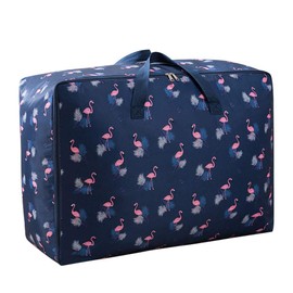 100L Large Storage Bag Bed Linen, Foldable Clothes Storage, Moving Travel Bag, Home Organiser for Duvets, Pillows, Blankets (Dark Blue)