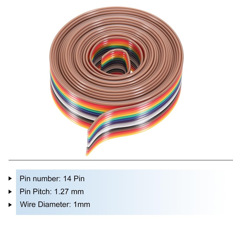 MECCANIXITY 1 Pcs 14 Pin Flat Rainbow Ribbon Cable 6.6