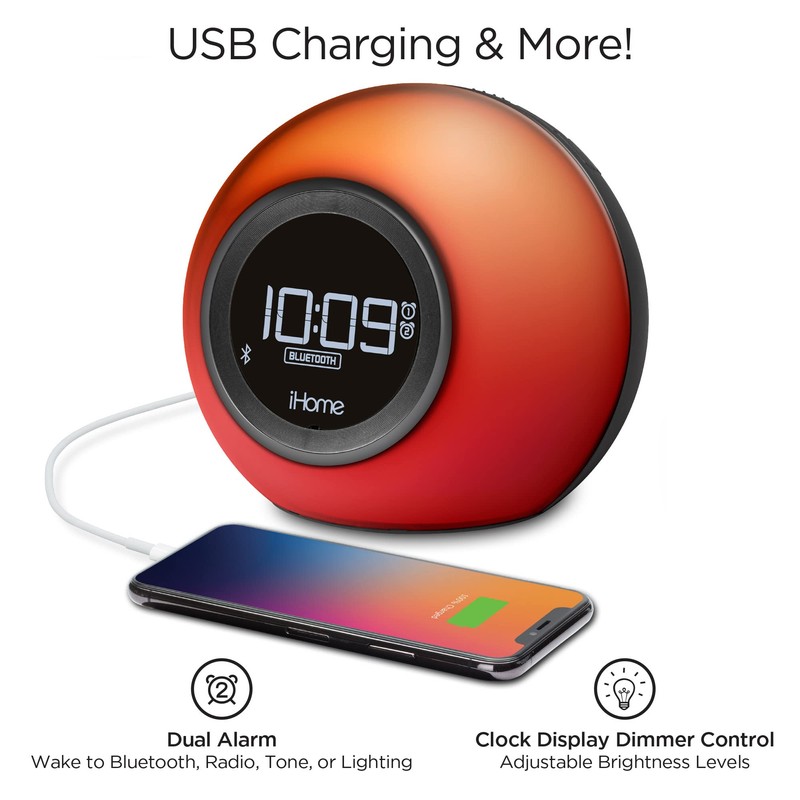 iHome Alarm Clock Radio with Bluetooth Speaker and Color Changing