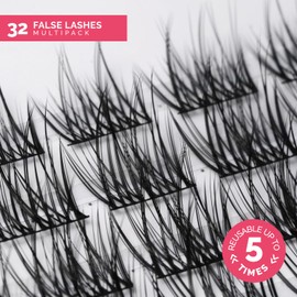 Renata Beauty Day2Night Cluster Eyelashes, Variety in Lengths (10 mm - 14 mm), C Curve, Durable, Easy to Apply, Reusable, Daily Glamour