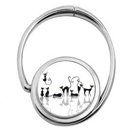 Miss Kha Foldable Bag Holder with Cat Motif, Multicoloured - Black / White