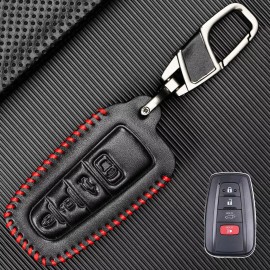 Unbranded For Toyota Camry RAV4 CHR Prius Corolla 4Button Leather Smart Key Fob Case Cover