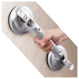 Grab Bars for Bathtubs and Showers, 17-inch Upgraded Safety Suction Grab Bars for Shower, Tools-Free Installation for Bathroom Wall, Shower Handles for Elderly with Enlarged Suction Cup - Silver