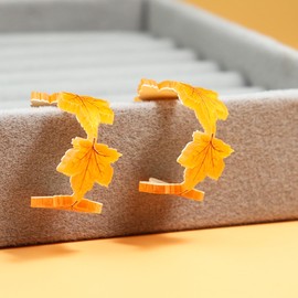 Shiny Hoop Fall Earrings Thanksgiving Acrylic Maple Leaf Autumn Dangle Earrings for Women Twinkling Jewelry Holiday Festival Gift -Maple Leaf Earrings