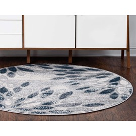 Unique Loom Sumter Collection Area Rug - Rhett (6' Round, Gray/ Navy Blue)