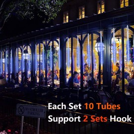 Vikdio Meteor Shower Rain Lights 30 cm 10 Spiral Tubes 300 LEDs Waterproof Icicle Snow Fall Fairy Lights for Wedding Christmas Tree Home Decor, Supports 3 Sets Connect (Blue)