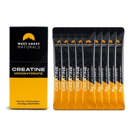 WEST COAST NATURALS Creatine Monohydrate Dietary Suoolement 5g/Sachet 14 Day Supply Supplement Fitness snap nitric goli ashwagandha bone health dairy free Edible Healthcare