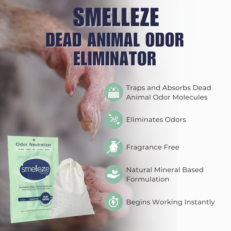 SMELLEZE Dead Animal Odor Eliminator for Home - Removes Rodent