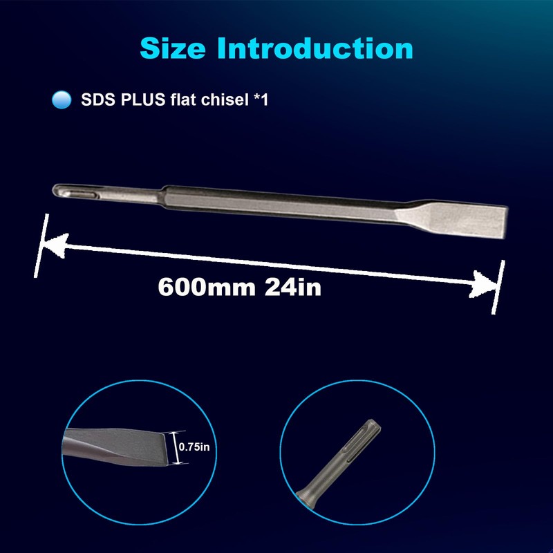 Phyxlyn 24-Inch SDS Plus Chisel, 3/4 Inch Flat Chisel with