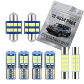 EBAIFUN 18-pc White LED Interior Light Kit Compatible with Honda Pilot 2009 2010 2011 2012 2013 2014 2015 Map Dome Trunk Vanity Mirror Door License Plate Light Bulb Replacement Bright 6000K Package