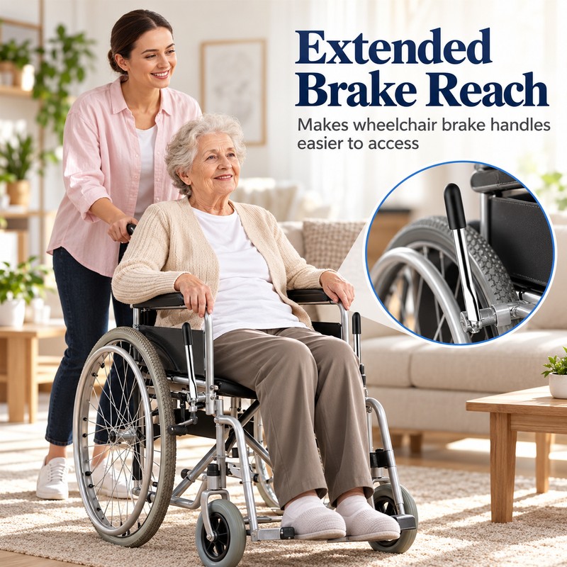 Wheelchair Brake Handle Extensions for Easier Brake Reach – 2-Piece