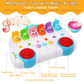 BelleStyle Pop up Toys for 1 Year Old, Cause and Effect Sensory Toy with Animals Keys Music & Lights, Toddlers Montessori Educational Sorting Toy Gifts for Baby 12 18 Months 1 2 3 Year Old Boys Girls