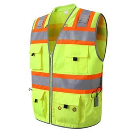 UNINOVA Class 2 Heavy Duty Surveyor Safety Vest Reflective for men, Safety Vests Reflective with Pockets and Zipper, High Visibility Construction Work Vest with Padded Neck