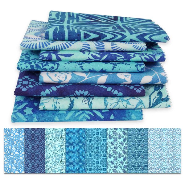 Soimoi 8 Pc Fat Quarter Bundle, Asian Batik Print 18"x