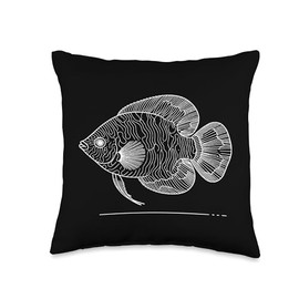 Elegant Line Art Dwarf Gourami Fish Throw Pillow