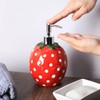 Bicuzat Large Capacity Ceramic Red Strawberry Shaped Soap Dispenser with