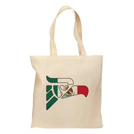 TOOLOUD Hecho en Mexico Eagle Symbol - Mexican Flag Grocery Tote Bag - Natural