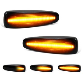 HERCOO Conjunto de 2 luces LED de marcador lateral color ámbar intermitente secuencial compatible con Mitsubishi Lancer Outlander 2008-2013 lámpara de señal de giro ahumada, color ámbar