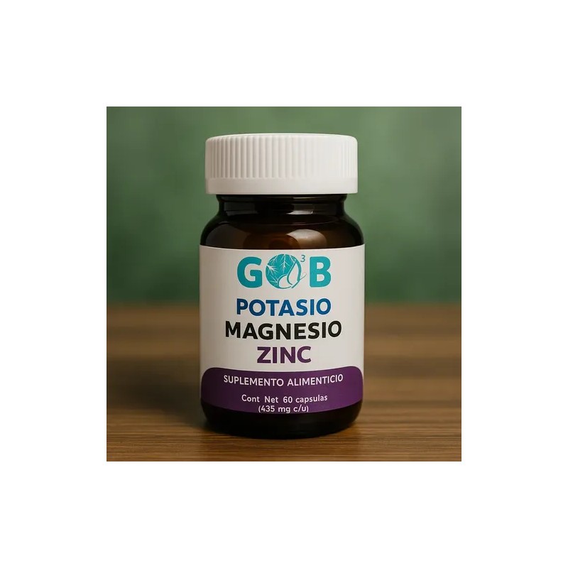 Potasio, Magnesio, Zinc - Go3b - 60 Cápsulas - Suplemento