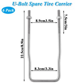 LDHHYH 6 Pack U-Bolt Spare Tire Carrier for Trailer Side Mount 4 or 5 Lug, Zinc Plated Trailer Spare Tire Mount, U-Bolt Spare Tire Holder Bracket for Ski Boat Fishing Boat Sailboat Trailer