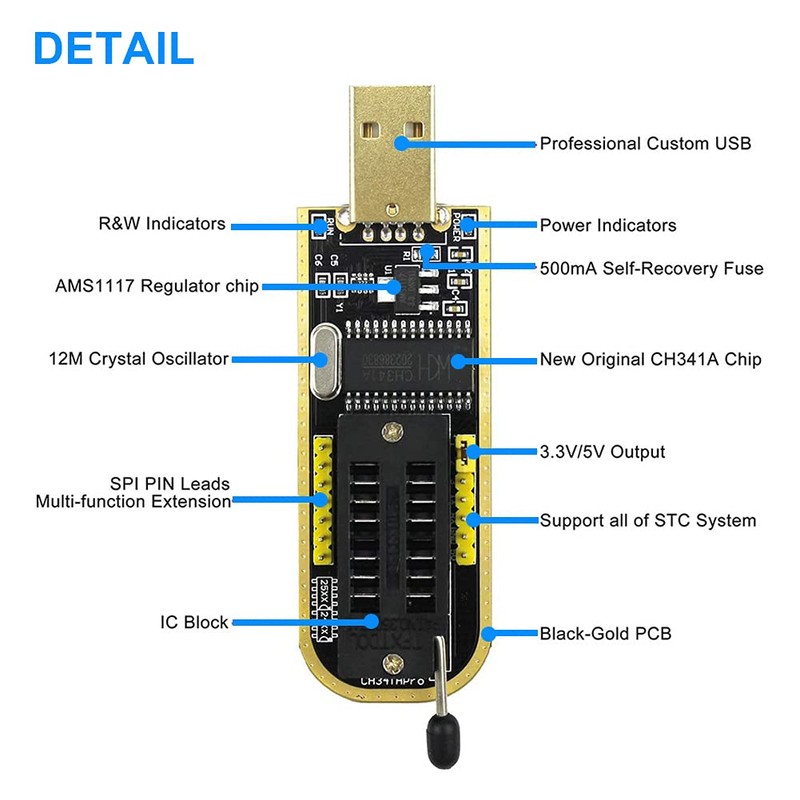 DAOKI USB Programmer CH341A Series Burner Chip 24 EEPROM BIOS