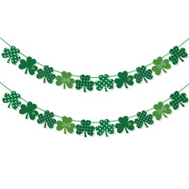 FAKTEEN Shamrock Banner for St. Patrick’s Day Decorations Green Shamrock Clover Bunting Sign for Mantle Fireplace Spring Home Office Classroom Decor Irish Party Supplies