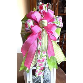 Handmade 10 " SPRING EVERYDAY HANDMADE FLORAL BOW for DOOR WREATH, LANTERN, # 220 B rb