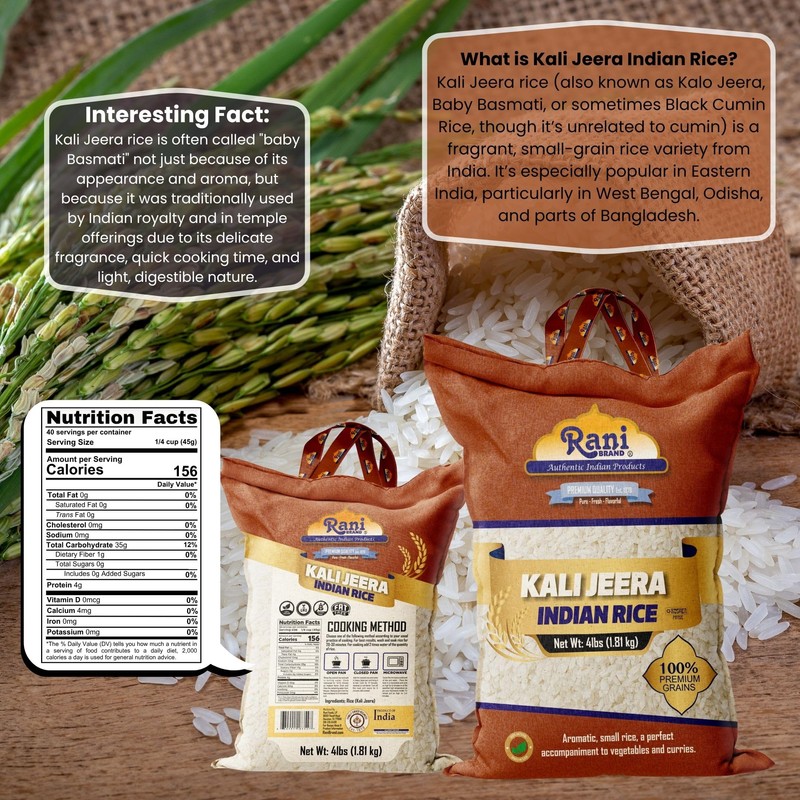 Rani Kali Jeera Indian Rice 64oz (4lbs) 1.81kg Cloth Bag
