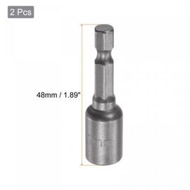 sourcing map Quick-Change Nut Driver Bit, 1/4" Hex Shank 7mm Magnetic Nut Setter Drill Bits, 1.89" Length, Metric 2 Pcs