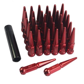 JDMSPEED New Red 32 Pc Set Spike Lug Nuts 9/16" Replacement for Dodge RAM 2500 3500 1994-2011